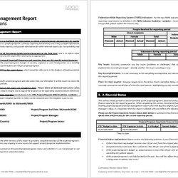 Free Printable Report Templates For Ms Word Excel Project Program Management Template