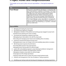 Capital Roles And Responsibilities Template Project Manager Documentation