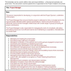 Sublime Roles And Responsibilities Template Project Manager Fit