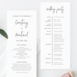 Smashing Wedding Program Template Printable Simple Pr