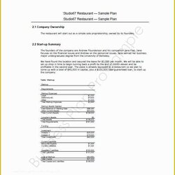 The Highest Standard Free Restaurant Business Plan Template Of Excel Formats Templates Word
