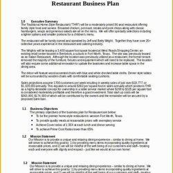 Free Restaurant Business Plan Template Of Plans Sample Example Format