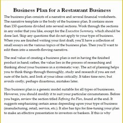 Free Restaurant Business Plan Template Of Word Templates In Excel