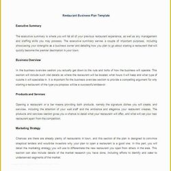 Fine Free Restaurant Business Plan Template Word Of Excel