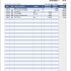 Sublime Excel Checkbook Register Free Download Template Printable