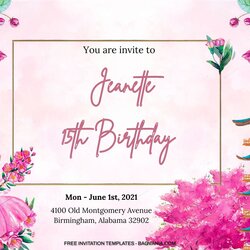 Capital Cherry Blossoms Floral Birthday Invitation Templates Free You Are Invite