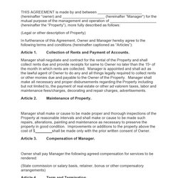 Perfect Simple Property Management Agreements Word Agreement