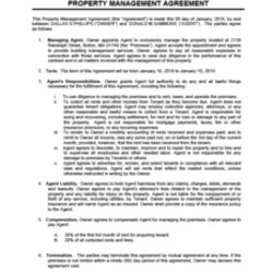 Free Property Management Agreement Word Sample