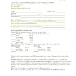 Eminent Contract Bridal Freelance Forms Samples Beautiful Makeup Template High