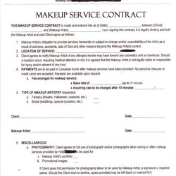 Legit Bridal Contract Template For Makeup Wedding Example