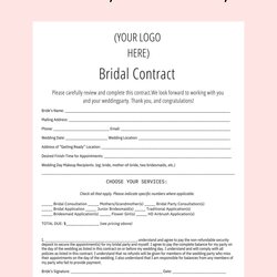 High Quality Editable Bridal Makeup Contract Template Word