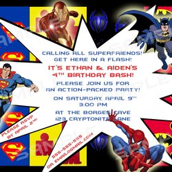 Sterling Superhero Birthday Party Invitation Templates Invitations Printable Template Card Themed Superman
