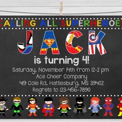 Out Of This World Superhero Invitation Birthday Invite