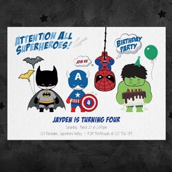 Super Superhero Birthday Party Invitation Calling All Superheroes Invitations Children Choose Board