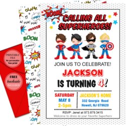 High Quality Superhero Birthday Invitation Party Printable Digital