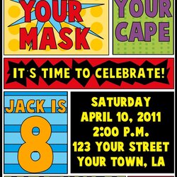 The Highest Standard Superhero Birthday Invitation Customized Wording Invites