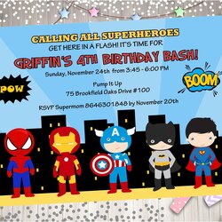 Sublime Superhero Birthday Invitation Super Hero Invitations Invite
