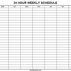 Outstanding Printable Hourly Schedule Template Hours Planner Blank Templates Hour Weekly