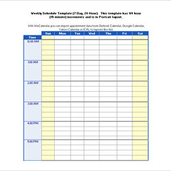 Sublime Excel Schedule Template Hourly Printable Hour Hours Word Daily Templates Free Download