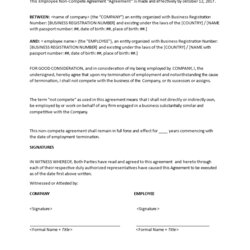 Peerless Employee Non Compete Agreement Templates At Template