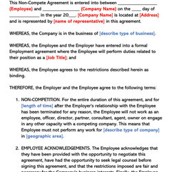 Tremendous Standard Non Compete Agreement Template Disclosure For Employee