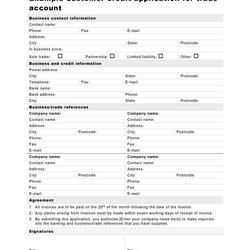 Free Credit Application Form Templates Samples