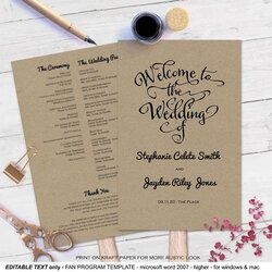 Swell Free Printable Wedding Fan Templates Program Template Ideas Excellent