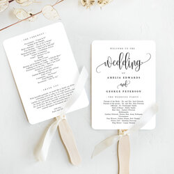 Lovely Calligraphy Wedding Program Fan Template Berry Sweet Fans Printable Script Modern Programs Editable
