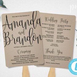 Wedding Program Fan Template Calligraphy Script Printable Invitations Fans