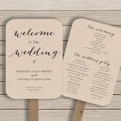 Champion Wedding Program Fan Template Printable Rustic Editable Calligraphy Kraft Ceremony By You In Word