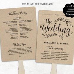Brilliant Printable Wedding Program Template Fan Kraft Paper Templates Ceremony Microsoft Fans Editable Text