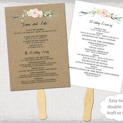 Capital Wedding Program Fan Template Rustic Flowers Order Programs Ceremony Printable Kraft Editable Word