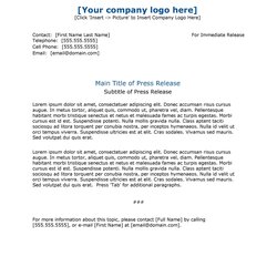 Press Release Format Templates Examples Samples