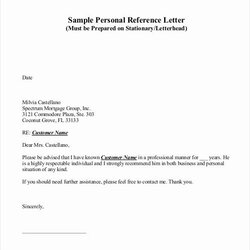 Personal Recommendation Letter Sample Beautiful Reference Template Professional Character Example Business