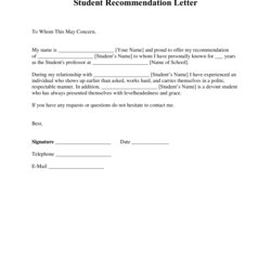 Fine Free Student Recommendation Letter Template With Samples Word