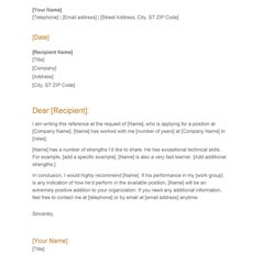 Perfect Sample Letter Of Recommendation Template Reference
