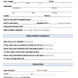 Exceptional Employment Application Template Free Printable Word Excel