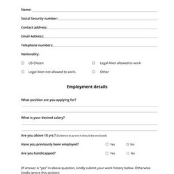 Free Employment Application Form Template Download Forms In Word