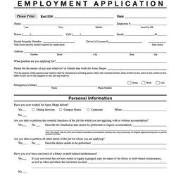 Supreme Free Employment Job Application Form Templates Printable