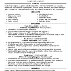 High Quality Best Truck Driver Resume Example From Professional Writing Service Examples Transportation
