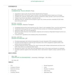 Exceptional Truck Operator Resume Examples And Tips Commercial Driver