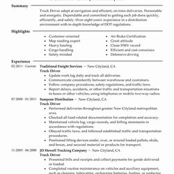 Brilliant Truck Driver Resume Sample No Experience For Your School Lesson