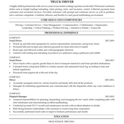 Terrific Professional Truck Driver Resume Example In Clicks