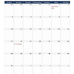Excel Monthly Calendar Template Free Printable Templates