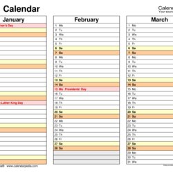 Superb Calendar Free Printable Excel Templates Editable Quarter