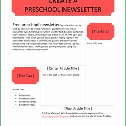 Splendid Free Printable Newsletter Templates For Church Template Resume Preschool Editable Creative Tips