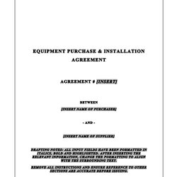 Fine Equipment Purchase Agreement Templates Word Template Installation