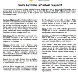 Great Equipment Purchase Agreement Templates Word Service Template To