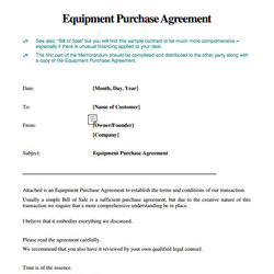 Very Good Equipment Purchase Agreement Templates Word Width