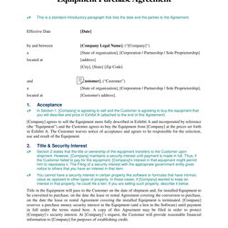 The Highest Quality Equipment Purchase Agreement Examples Template Example Business